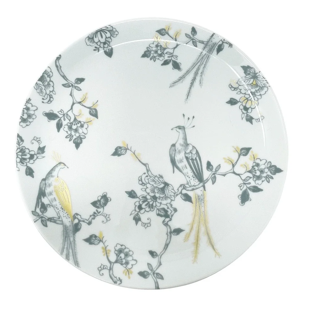 Vivo Villeroy & Boch Breakfast Plate 2pc Set 21cm White Gold Peacock Decorative